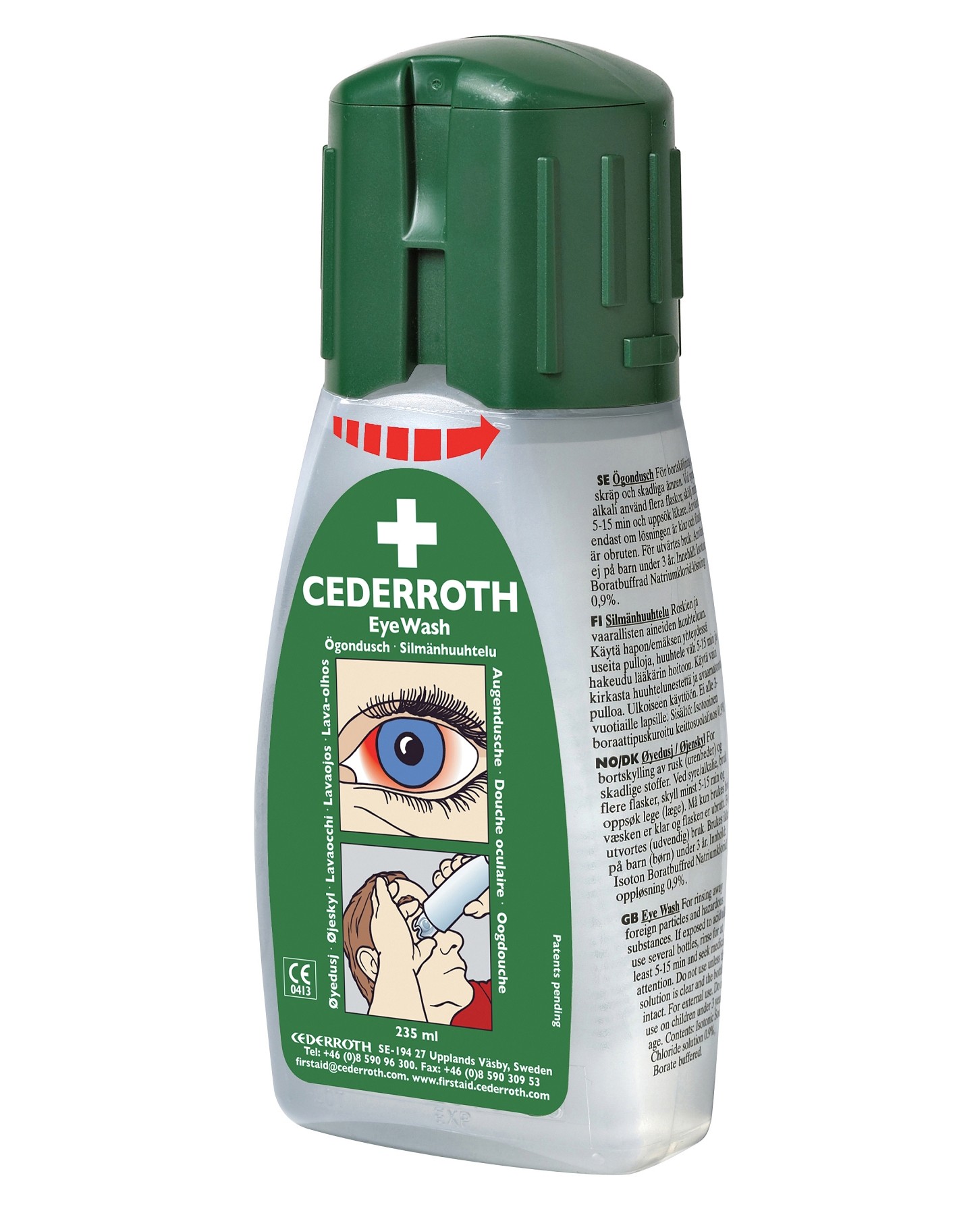 Flacon de poche pour Douche oculaire CEDERROTH 235 ml - ref 7221